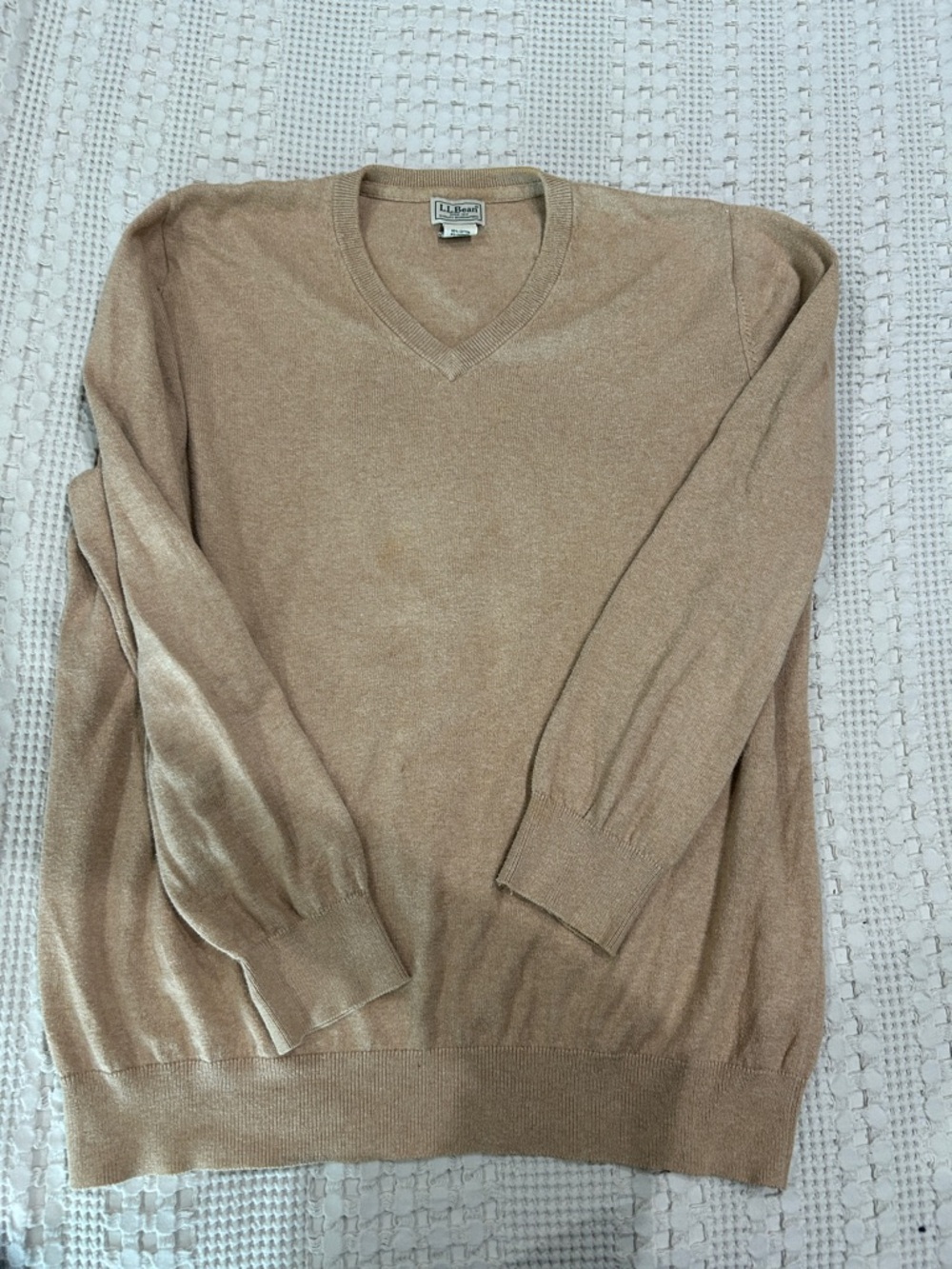 LL Bean Light Brown V-Neck Men's Sweater